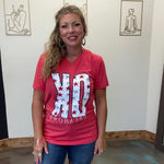 OK Small Town America Stars & Bows V-Neck Short Sleeve T Shirt