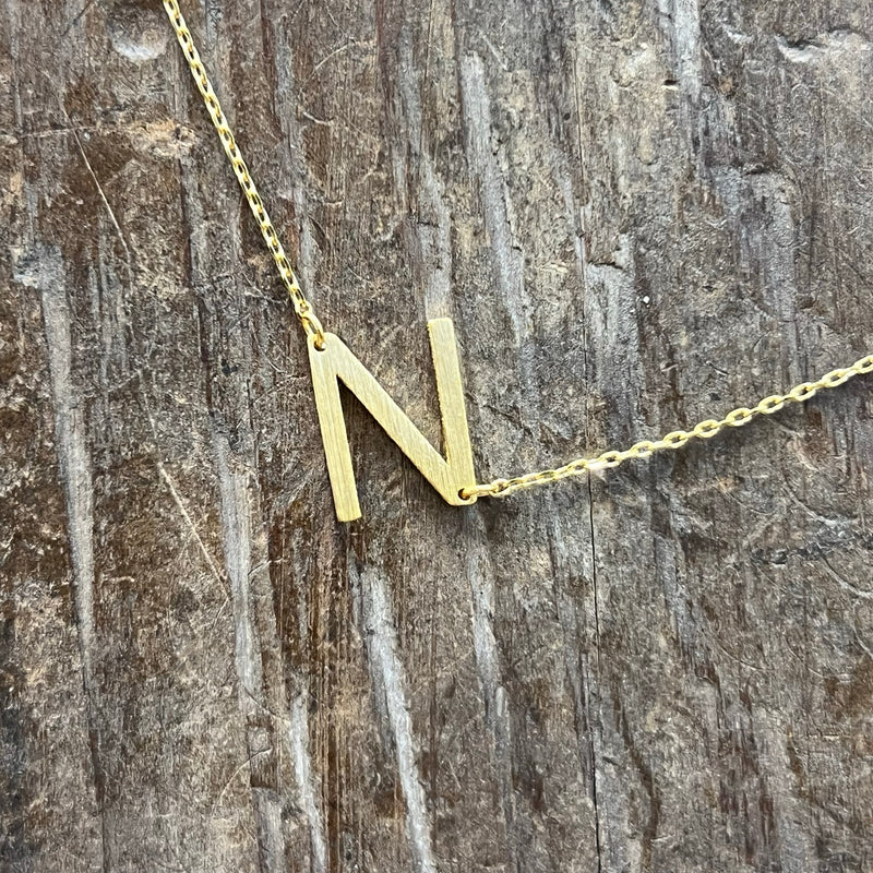 Flat Sideways Gold Fashion Letter Necklace