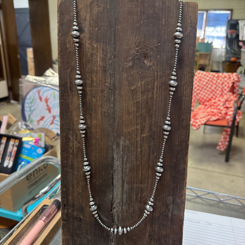 36 inch 3-14mm Rondelle Navajo Pearl Sterling Silver Necklace