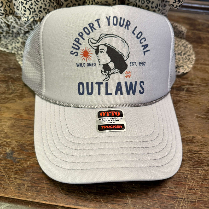 Gray Support Your Local Outlaws Trucker Hat