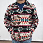 Natural Powder River Aztec Printed Fleece Pullover