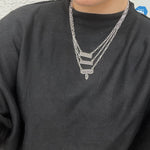 3 Piece Boot Stitch Silver Fashion Necklace