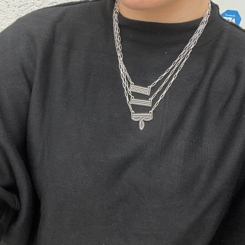 3 Piece Boot Stitch Silver Fashion Necklace