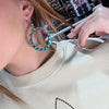 9 Stone Turquoise Hoop Genuine Earring.