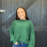 Hunter Green Super Soft Inside Out Crop Long Sleeve Sweater