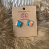 Gorgeous Square Turquoise & Spiny Post Genuine Earring