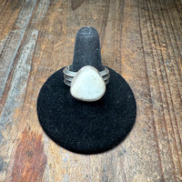 White Buffalo Triangle Sterling Silver Ring SIZE 7