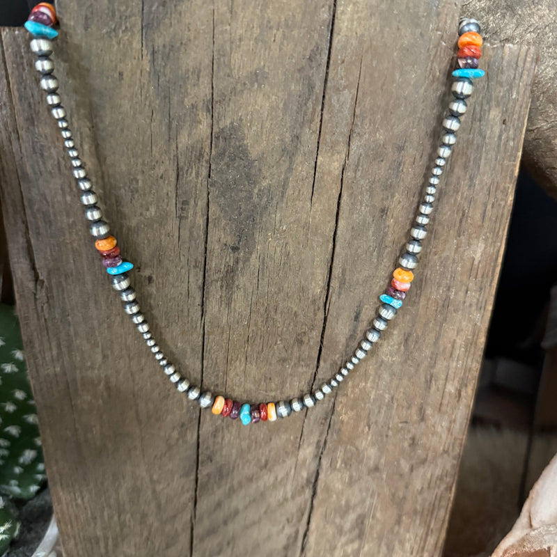 18 inch Multistone Navajo Pearl Genuine Necklace