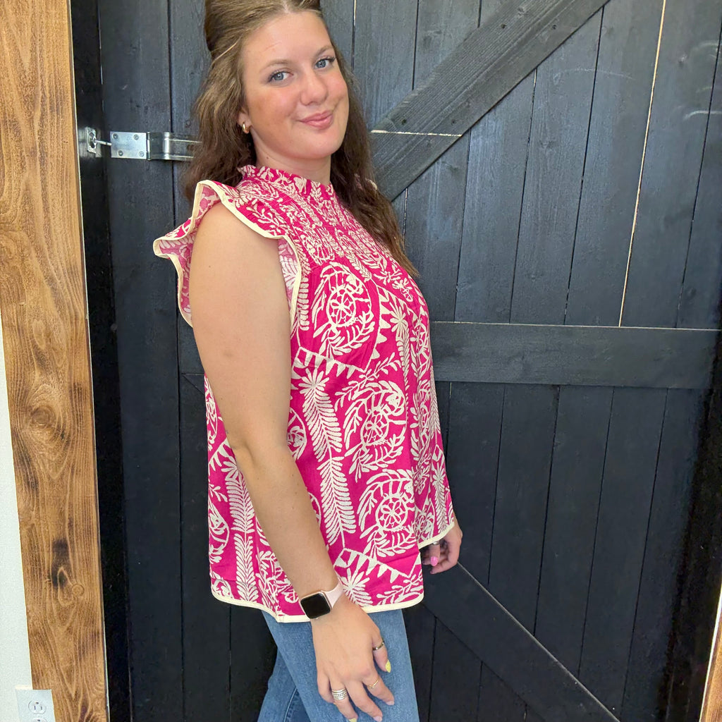 BiBi Printed Ruffle Sleeve Top1