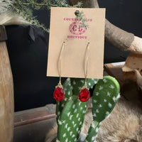 Big Red Tear Drop Crystal Dangle Fashion Earring.