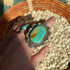 Big Turquoise Stone W/ Flower Detail Adjustable Genuine Ring1