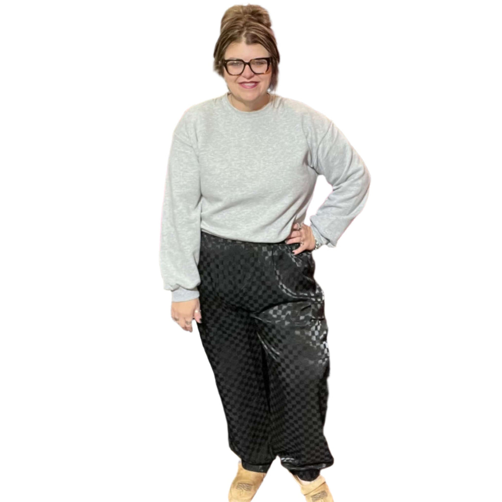 Black Checkered Friday Night Cargo Pant Joggers