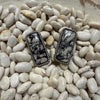 Black & Cream Jasper Bar Stud Genuine Earring