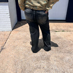 Black Distressed Risen Straight Leg Jeans77