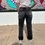 Black Distressed Risen Straight Leg Jeans7