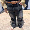 Black Distressed Risen Straight Leg Jeans8