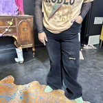 Black Distressed Risen Trouser Jeans222