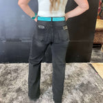 Black Distressed Risen Trouser Jeans787