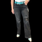 Black Distressed Risen Trouser Jeans