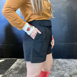 Black Dressy Pleated Shorts666
