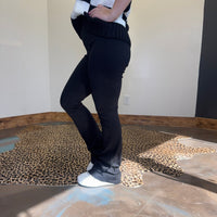 Black Flare Silky Pants1