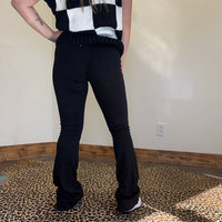 Black Flare Silky Pants2