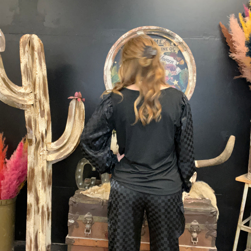 Black Friday Night Top Long Bubble Sleeve Top2