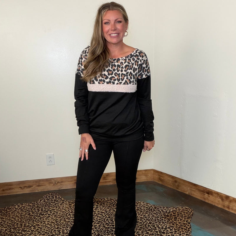 Black & Leopard Super Soft Long Sleeve Top1