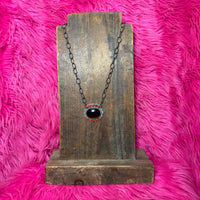 Black Onyx with Red Coral Genuine Necklace55