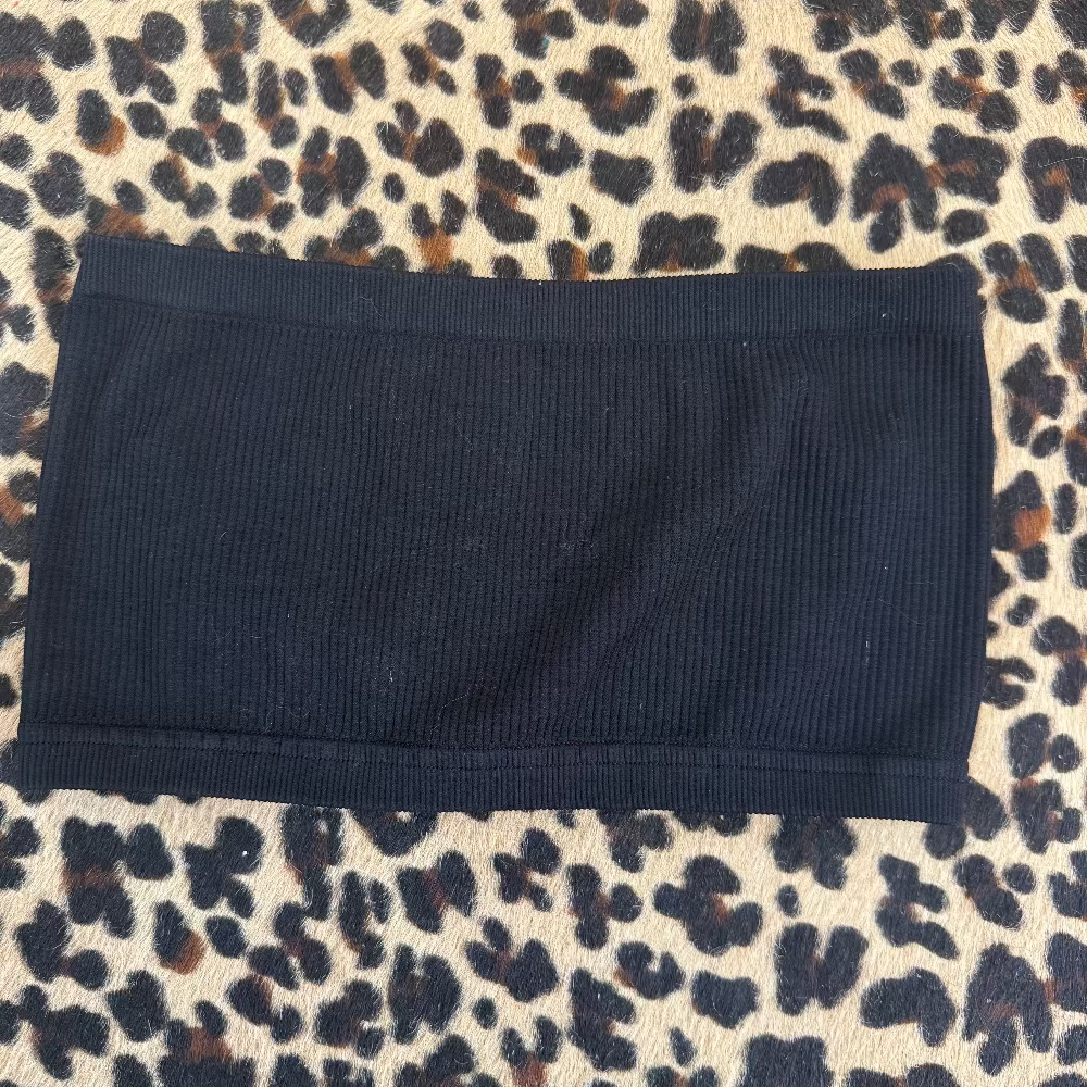 Black Ribbed Bandeau Top