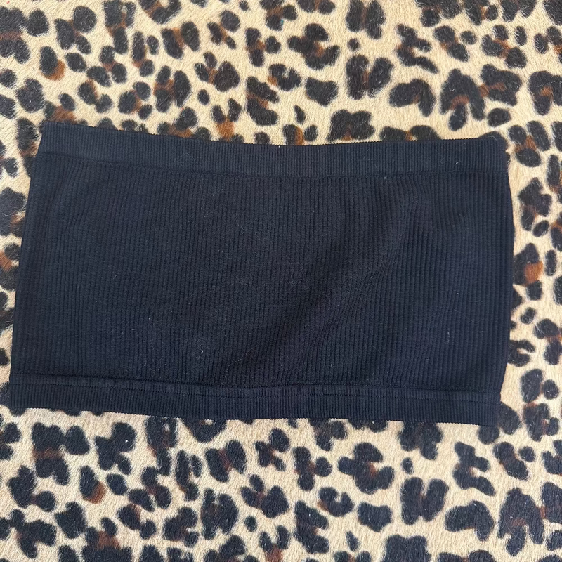 Black Ribbed Bandeau Top