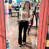 Black Risen No Holes Flare Jeans1