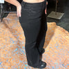 Black Risen No Holes Flare Jeans2