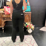 Black Risen No Holes Flare Jeans77