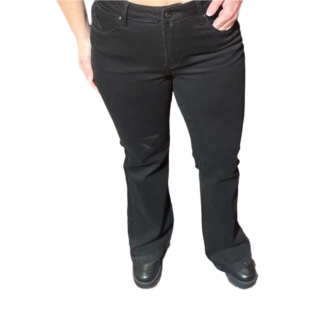 Black Risen No Holes Flare Jeans