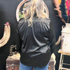 Black Satin Saddles Long Sleeve with Turquoise Snaps Top /3XL1