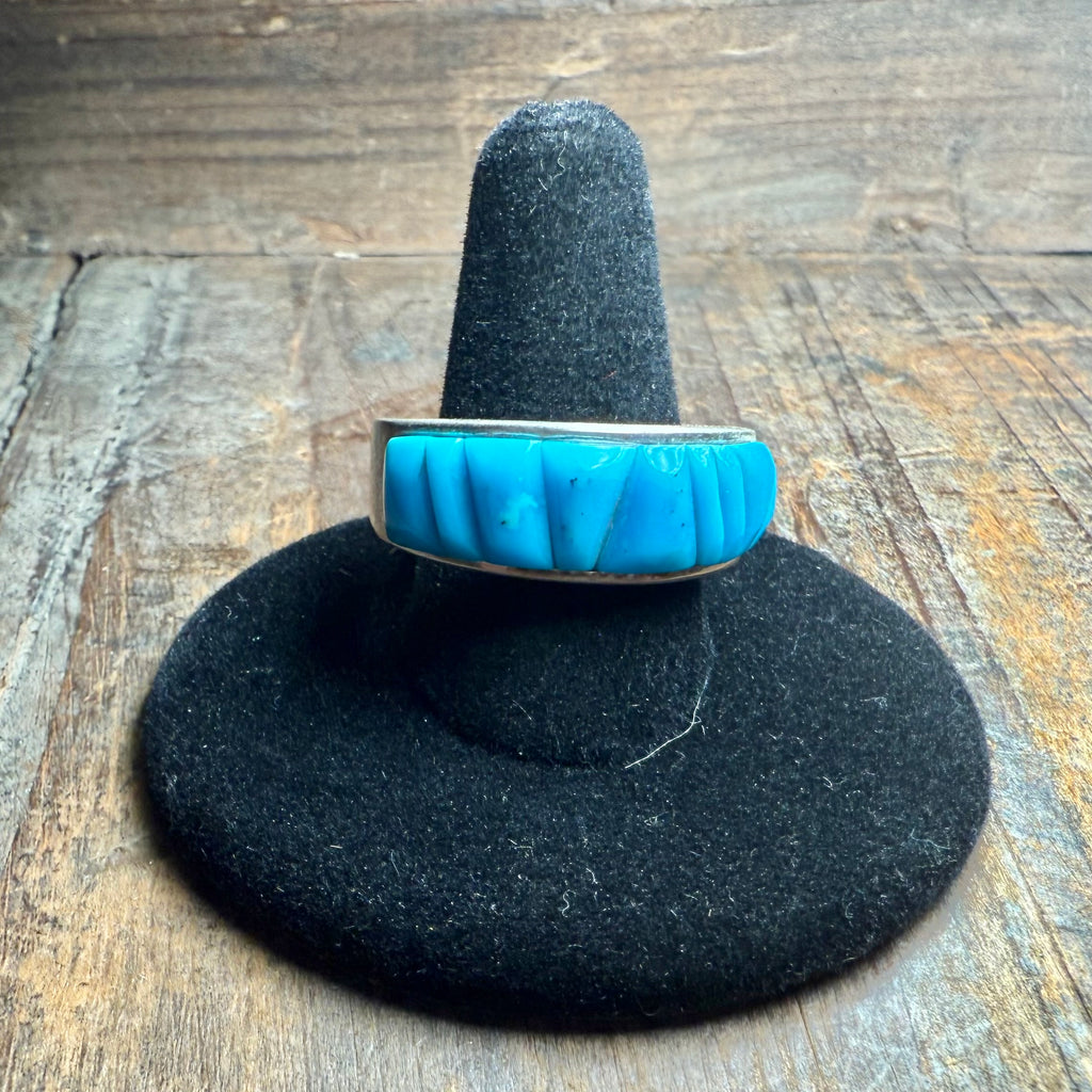 Blue Turquoise Cobblestone Genuine Ring