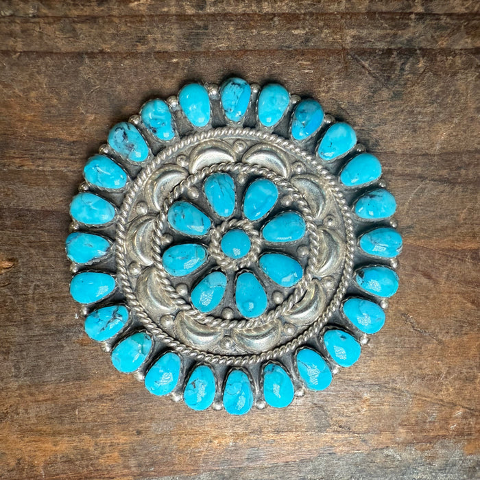 Bright Blue Turquoise Cluster Hat Genuine Pin/Broach or Pendant