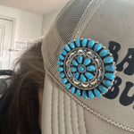 Bright Blue Turquoise Cluster Hat Genuine Pin/Broach or Pendant2