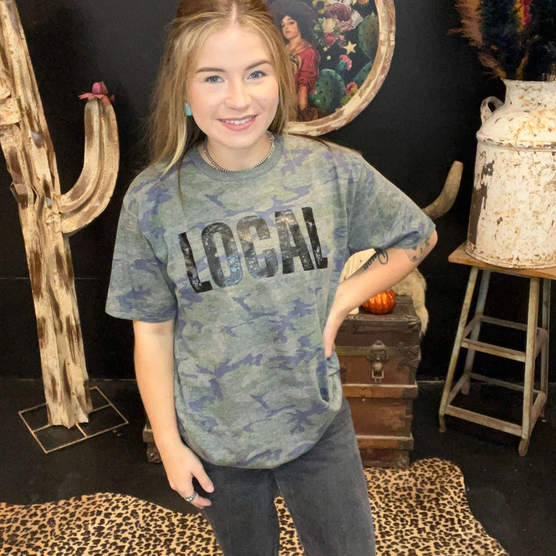 Vintage Camo Local Crew Neck T-shirt | Small