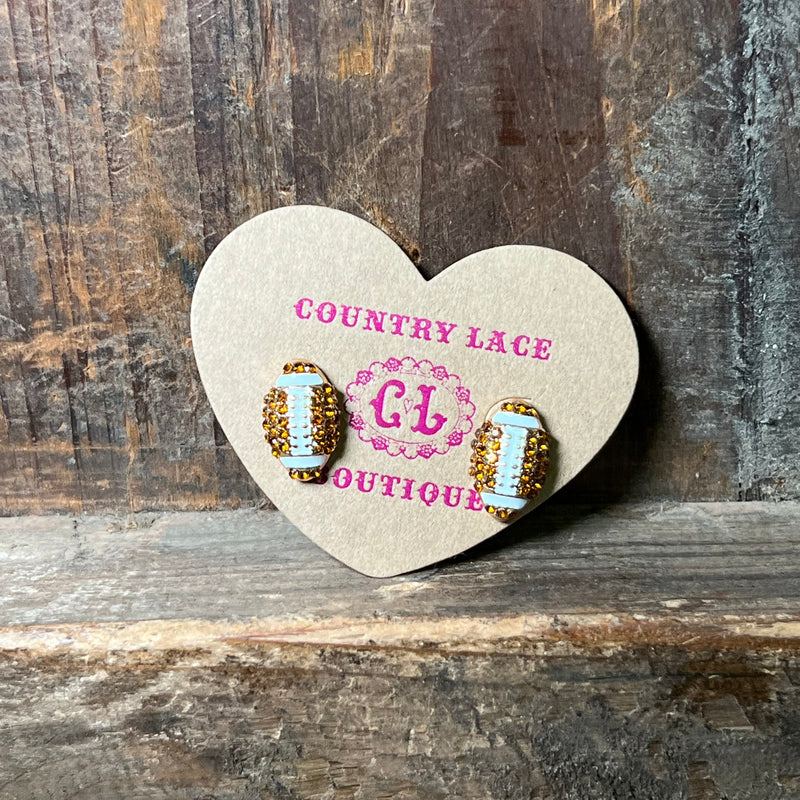Sparkly Football Post Stud Fashion Earrings