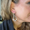 Pink Opal and Navajo Pearl Teardrop Genuine Earring