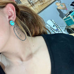 Oval Turquoise with Twisted Hoop Post Genuine Earring