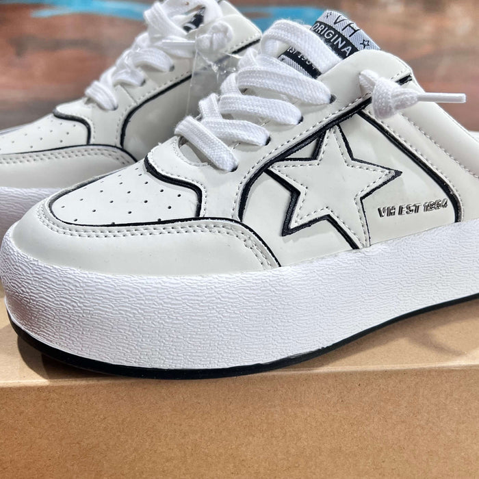 White Mule Vintage Havana Val 6 Tennis Silver Shoe
