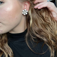 Pink Conch Cluster Post Sterling Silver Earring