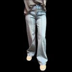 Light Wash High Waist Wide Leg Pintuck Detailed Risen Jeans