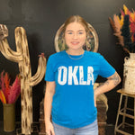 Heather Aqua Blue OKLA Crew Neck T-shirt