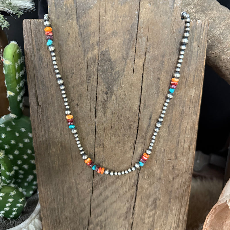 20 inch Multistone Navajo Pearl Genuine Necklace