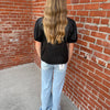 Black CALHOUN TOP Puff Short Sleeve