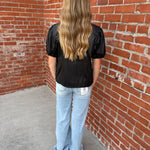 Black CALHOUN TOP Puff Short Sleeve